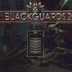 Логотип Blackguards 2 и пункты меню на фоне каменных руин.
